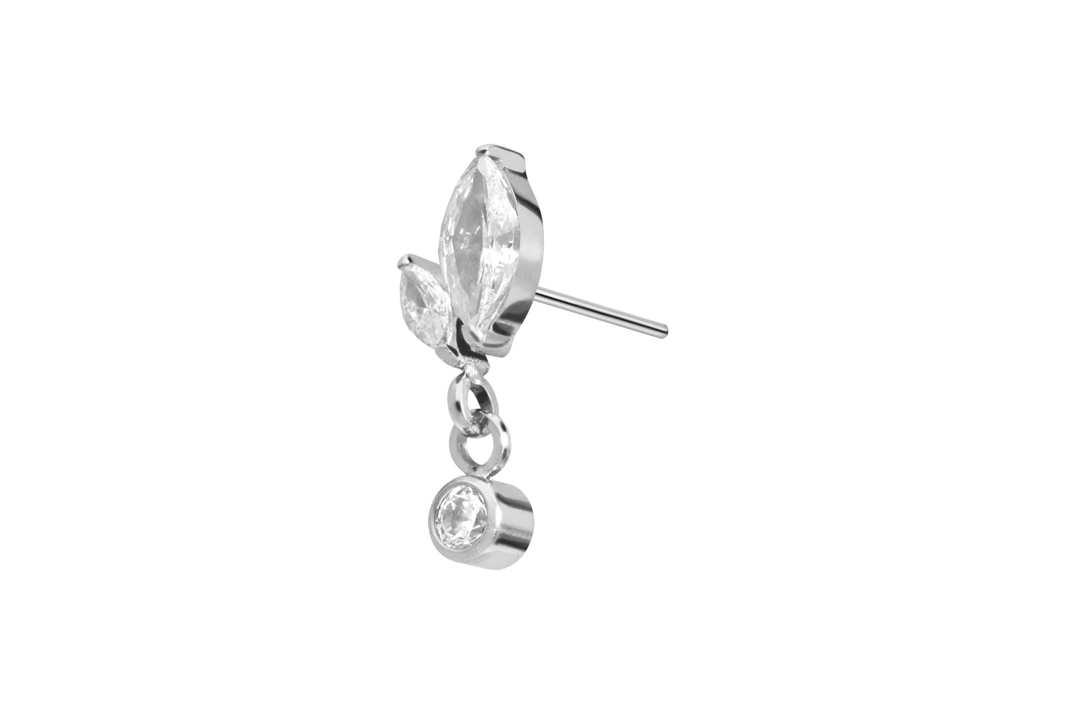 Titan Aufsatz mit Push Pin KNOSPE + KRISTALL von Piercingline